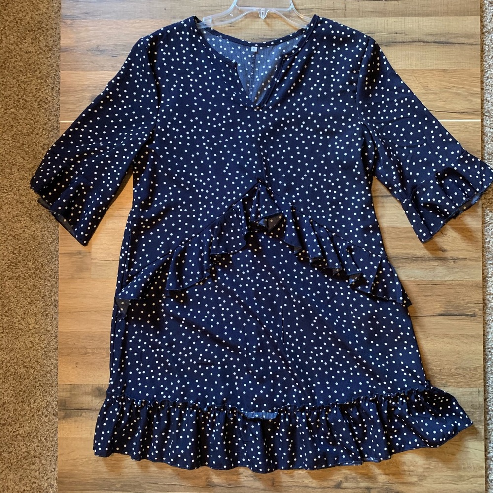 Navy polka dot dress